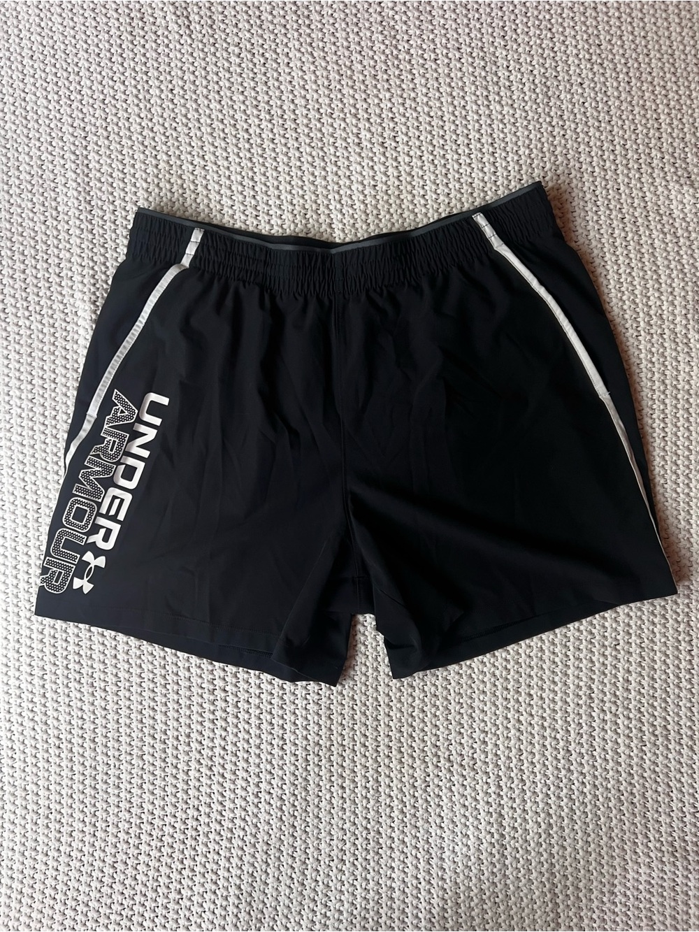 Under Armour Black Men's Lightweight Training Shorts with White Drawstring